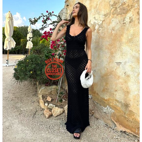 RARE!!! MANGO BLOGGER FAVE!!! Openwork Knit Maxi Dress NWT - Picture 2 of 16